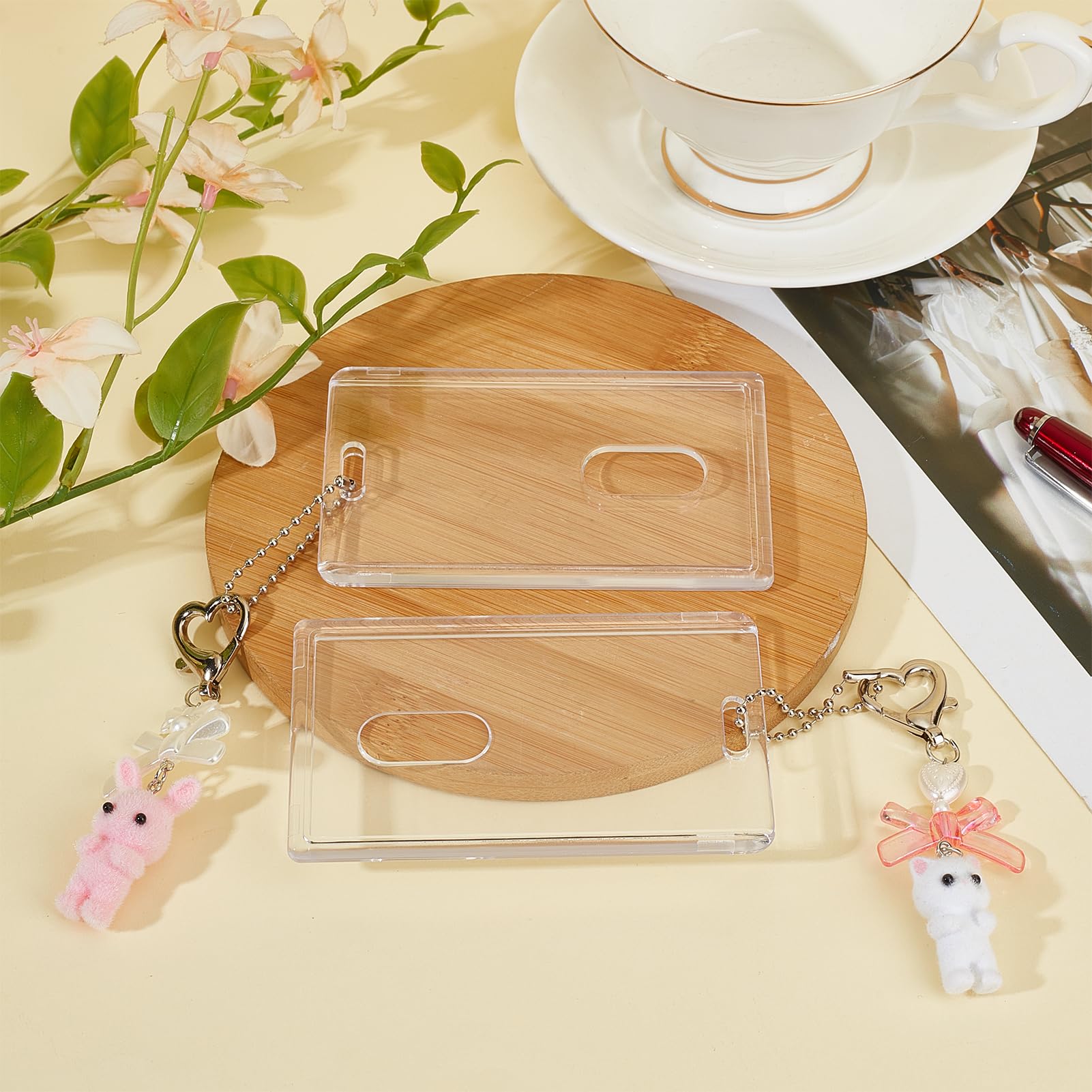 NICENEEDED 2 PCS Photocard Holder with Cute Cat Keychain, Transparent Kpop Photo Stand Sleeves - Image 4