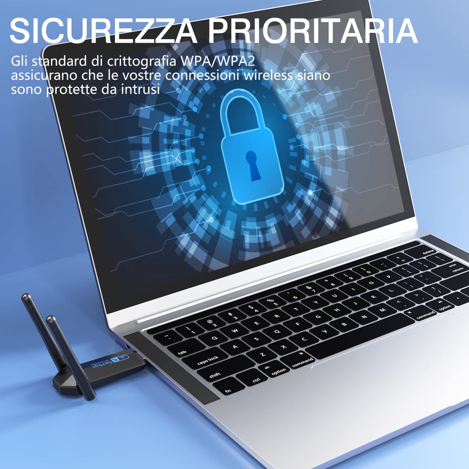 ElecMoga Chiavetta WiFi 1300Mbps Dual Band USB 3.0 Adattatore Wireless 5GHz/867Mbps+2.4GHz/400Mbps Antenne 2x5dBi per PC Fisso Windows 11/10/7/XP/Mac OS X