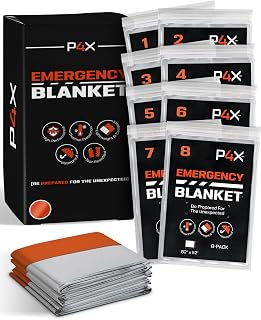 Prepared4x Mylar Blankets 8 Pack - Waterproof Emergency Blanket - Rip and Tear Resistant Survivalist Gear - Emergency Thermal Blanket for Outdoor Survival 82"x52"