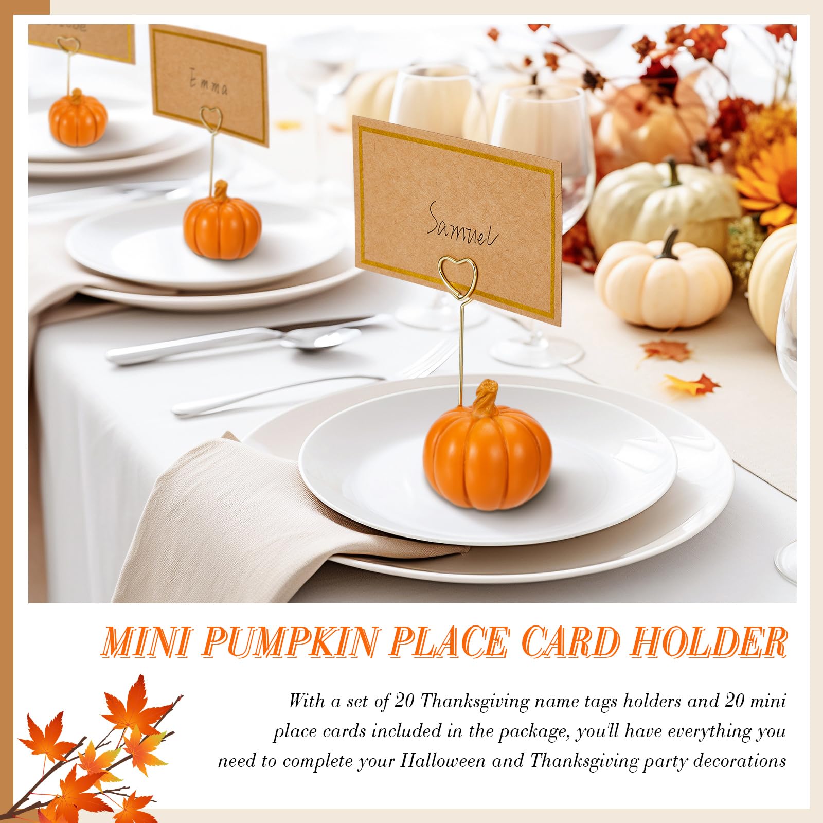 Thanksgiving Tischkartenhalter – 27 Goldene Mini-Kürbisse Aus Harz, Perfekt Für Herbst-Deko & Partys