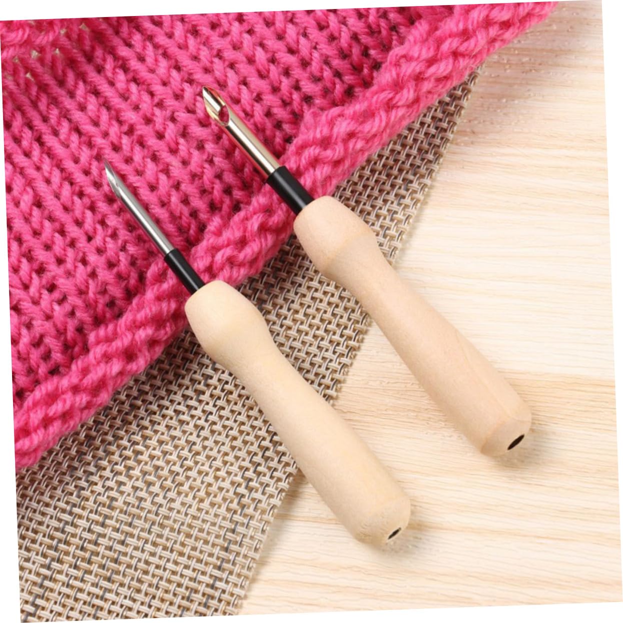 DOITOOL 5pcs Wooden Handle Punch Needles for Embroidery Punch Needle Kit for Beginners Ideal for DIY Sewing Craft Projects