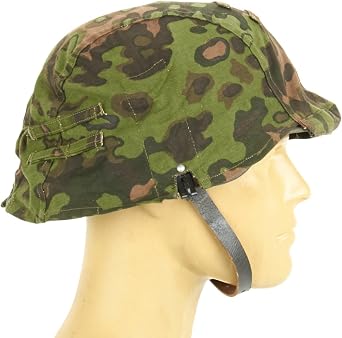 German WWII Helmet Cover with Steel Hooks Reversible Summer/Autumn Oak Pattern A