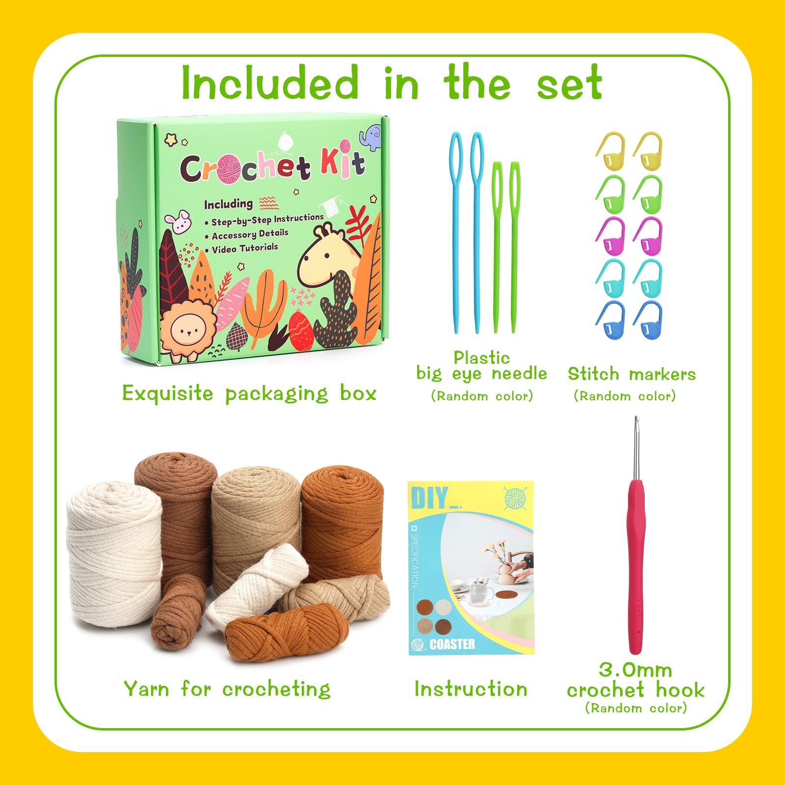 Beginner Crochet Coasters Kit - Easy DIY Craft -2