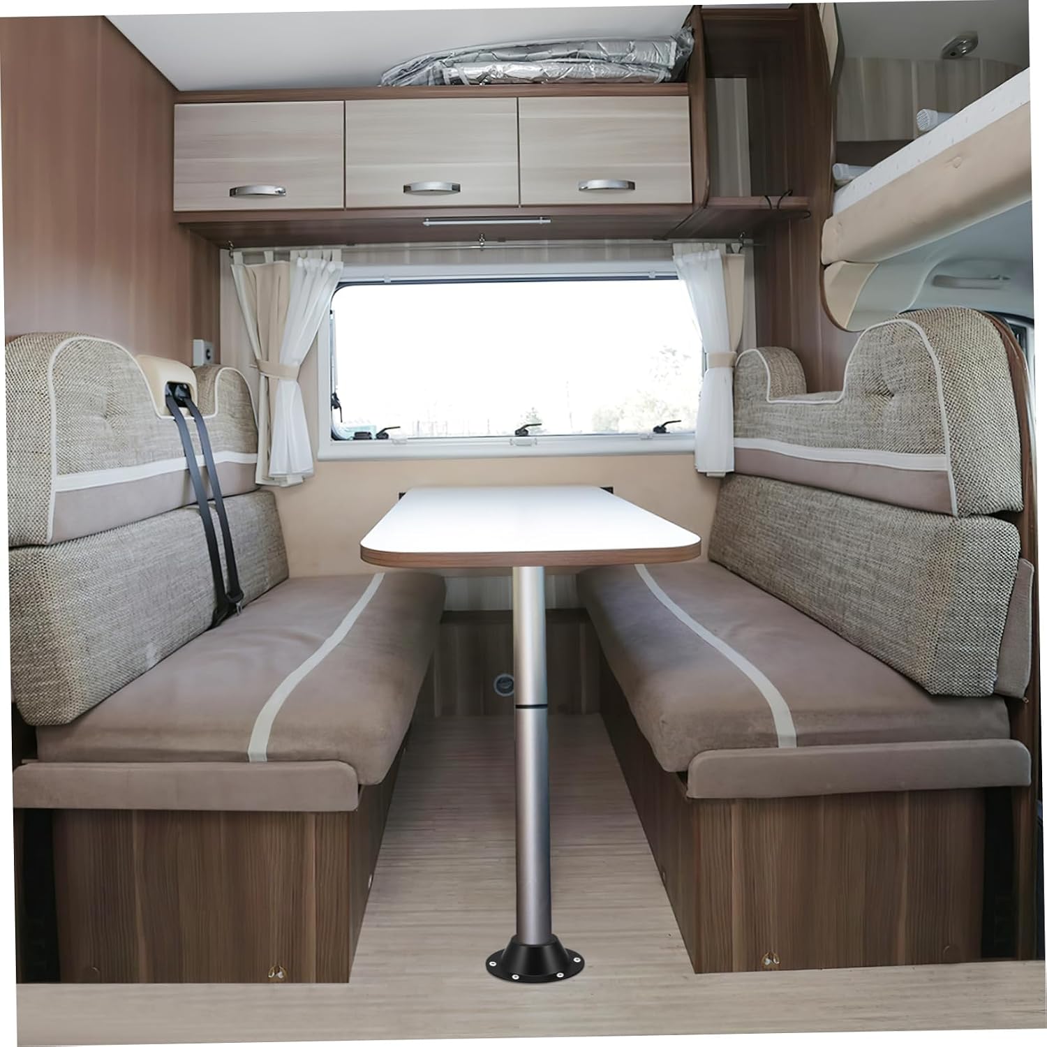 Hemobllo 2Pcs Rv Table Base Mount Aluminum Flush Mount with Pre Drilled Screw Durable Camper Table Leg Mount for Easy Installation Finish