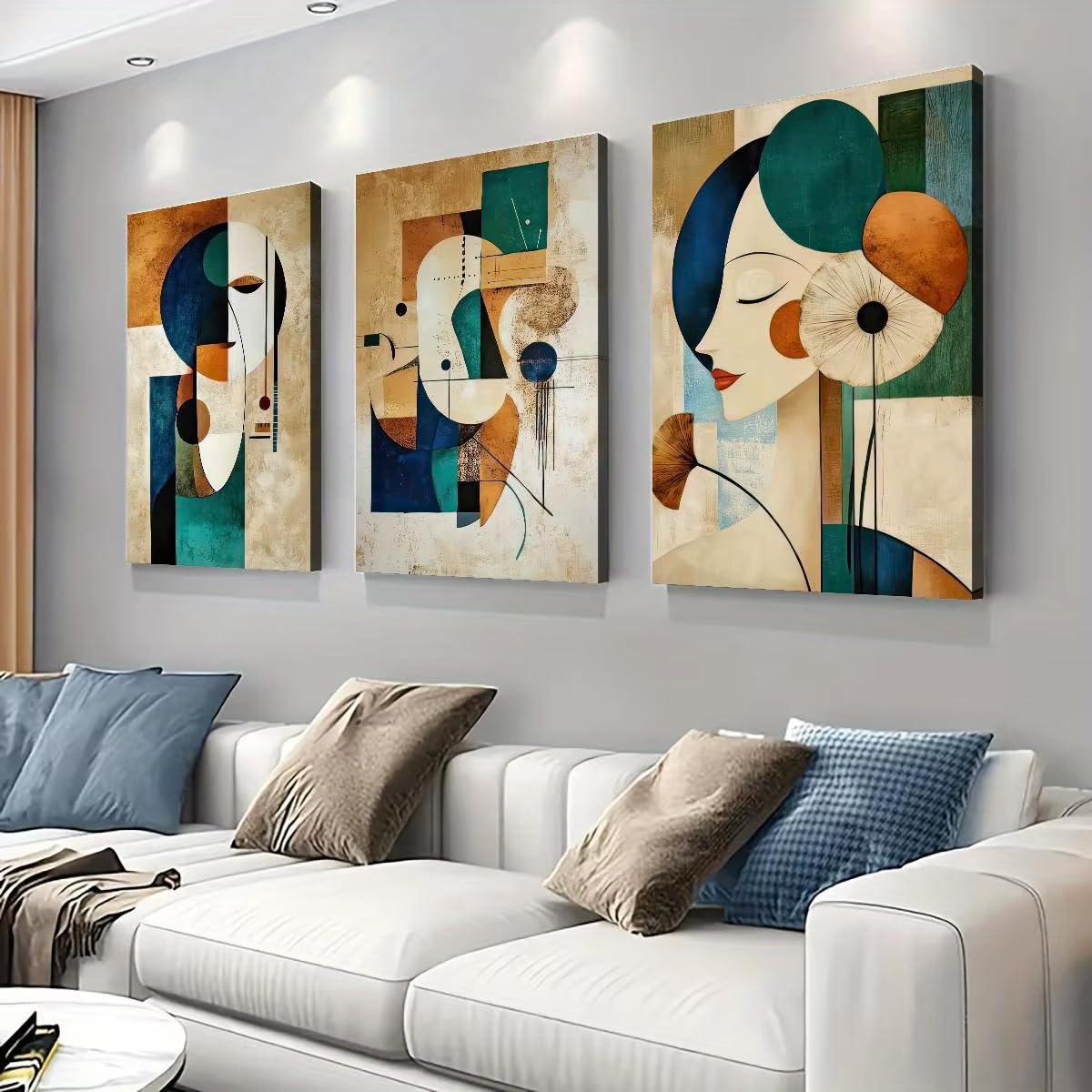 IHHGNB 3pcs Frameless Vintage Abstract Canvas Painting Prints Retro Abstract Wall Art Posters Artwork for Bedroom Living Room(70x90cm(26x35in) x3/No frame)