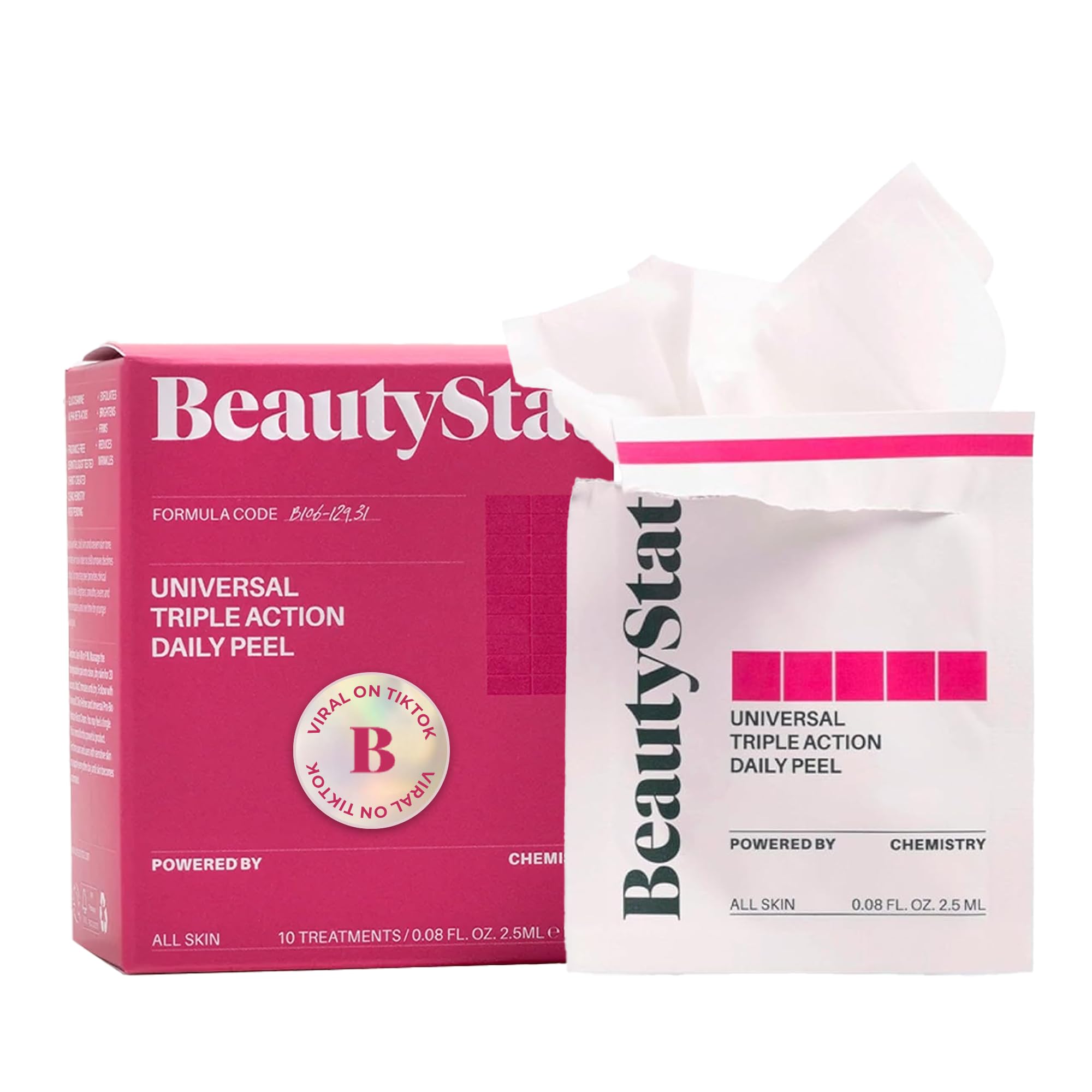 - BeautyStat Triple Action One-Step Daily Exfoliating Peel Pad for Uneven Tone, Texture, Fine Lines, Enlarged Pores - Made in the USA - Gentle Exfoliator Pad with AHAs, BHAs, Glucosamine to Brighten