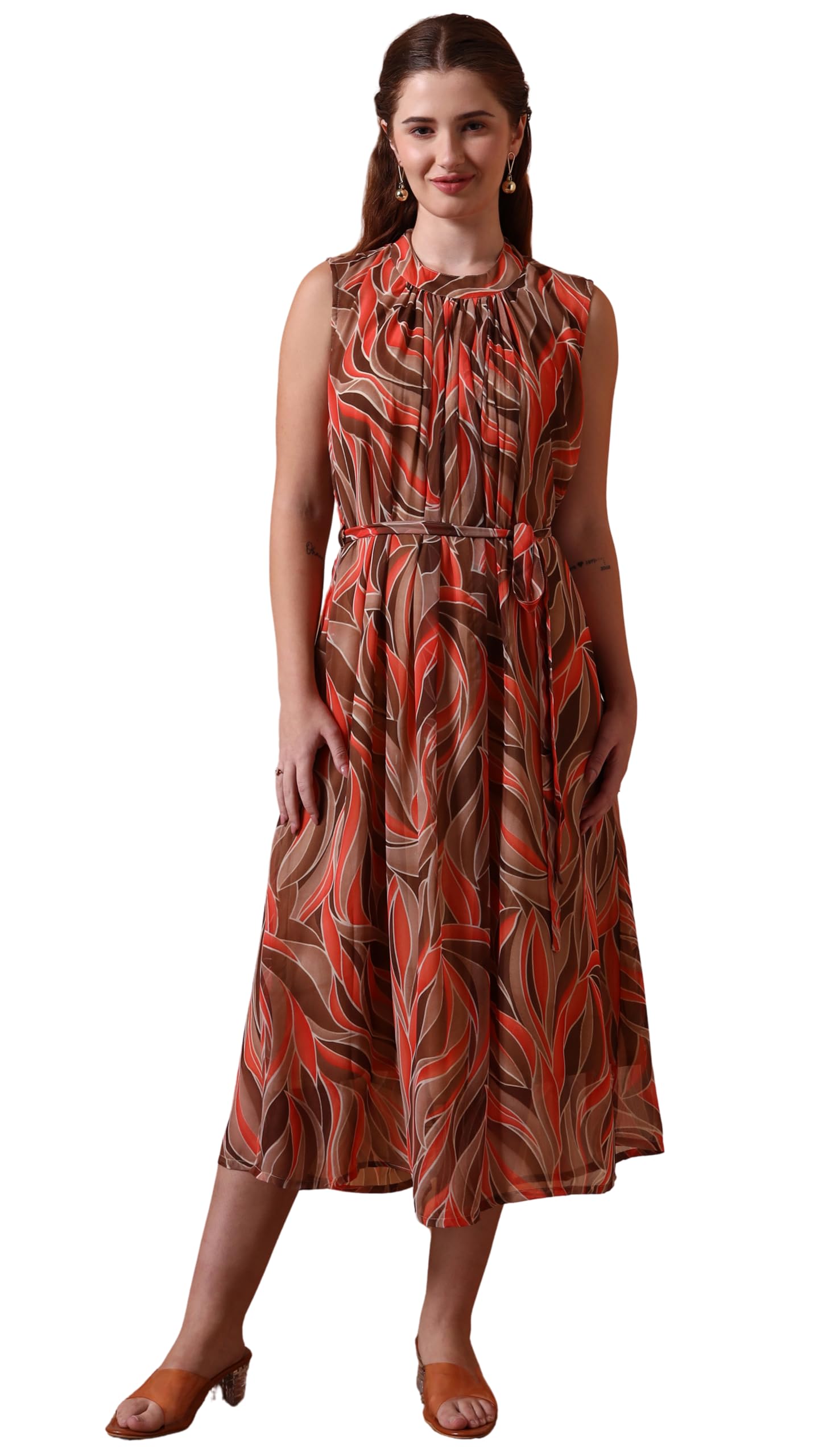 Gingham High Waisted Midi Dress Ajio Midi Dresses Brown Plus Size Dress Plus Size Sleeveless A- Gingham High Waisted Midi Dress Ajio Midi Dresses Brown Plus Size Dress Plus Size Sleeveless A-