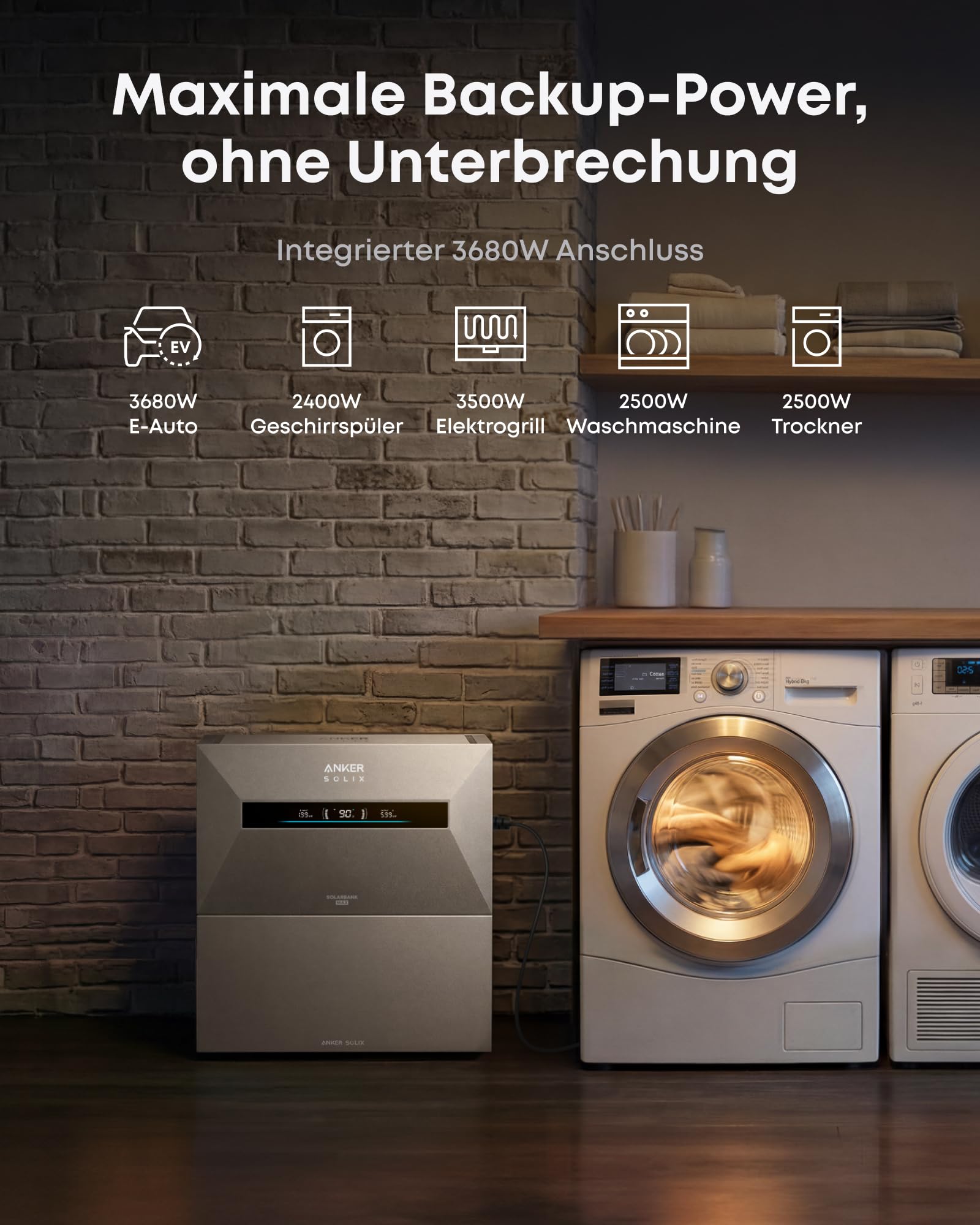 Anker SOLIX Solarbank Max AC, Balkonkraftwerk mit Speicher 7Kwh 3500W, All-in-One Plug&Play Heimspeicher, 10000 Zyklen, 5 Min Installation, Solaranlage mit Wechselrichter