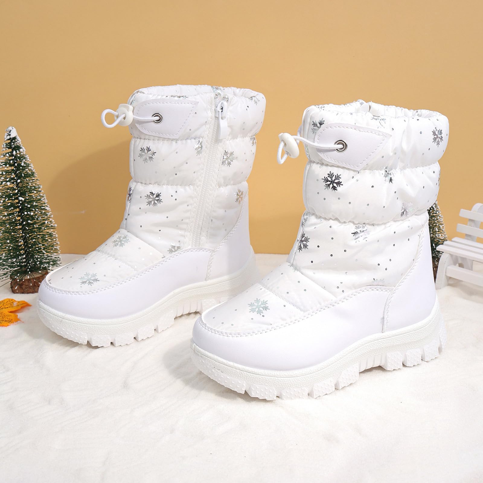 Générique Bambini Stivali per Ragazze Stivali invernali per Bambini, caldi e spessi, comodi e caldi, scarpe invernali da equitazione alla moda occidentale