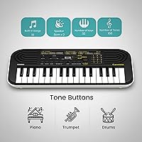 Vista 7 de Casio Casiotone SA-51 Teclado Mini de 32 Teclas - Paquete Negro con Fuente de Alimentación, Pegatinas para Teclas, Libro de Instrucciones y DVD