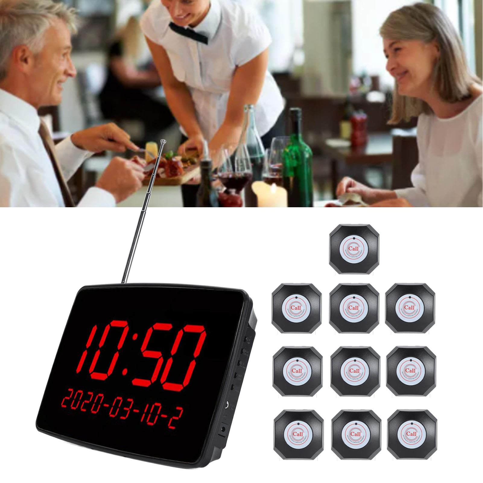 di Pulsanti di Chiamata del Ristorante, Versatile Visualizzazione 'ora del di Chiamata del Cameriere per l'hotel (Spina UE 100‑240 V)