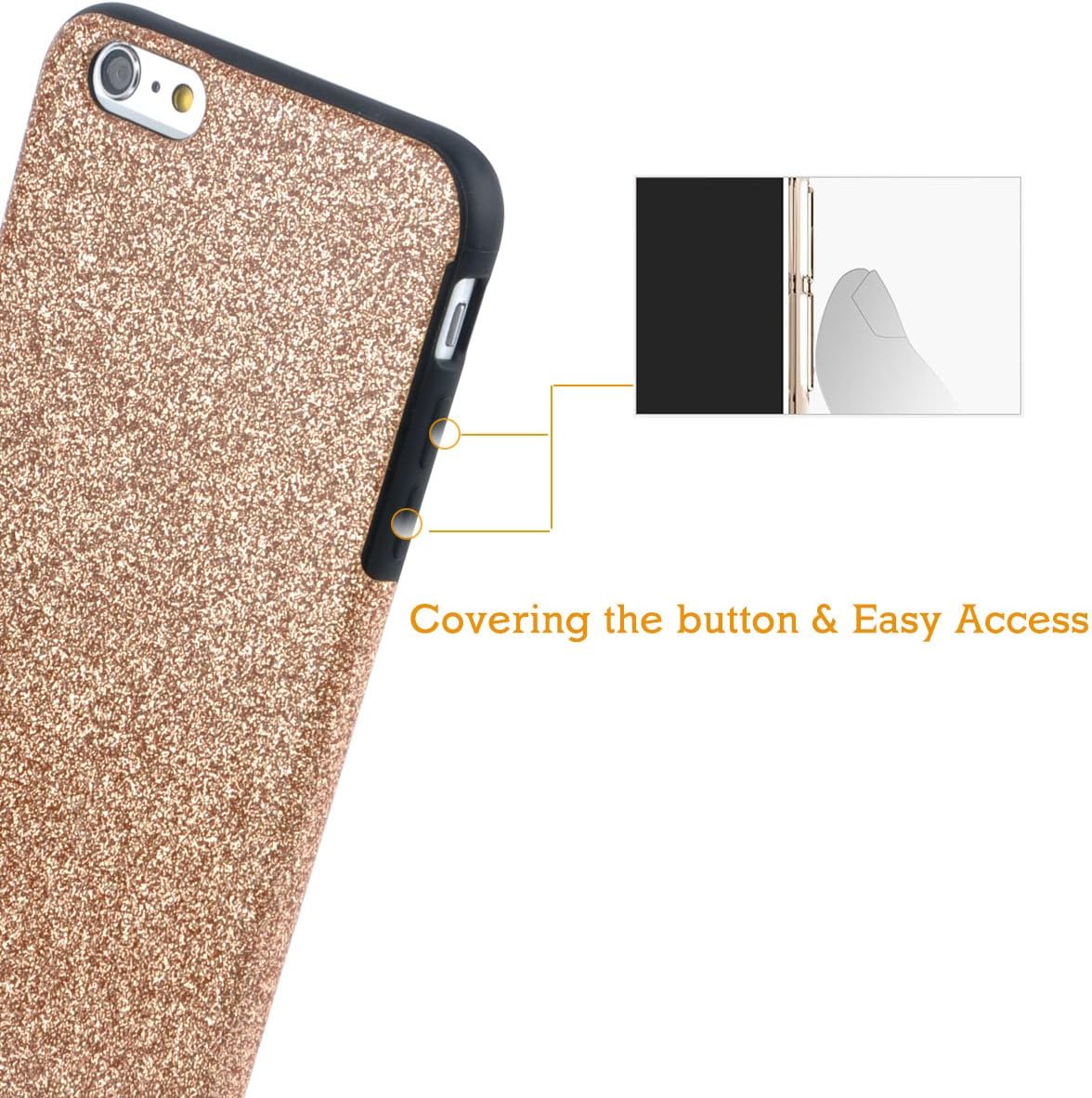 iPhone 6 Plus Case, iPhone 6S Plus Cover, HESPLUS Glitter Bling Sparkle [Anti-Shock] [Scratch Resistant] Soft Gel Flexible TPU Case for iPhone 6 Plus/iPhone 6S Plus 5.5 Inch - Champagne