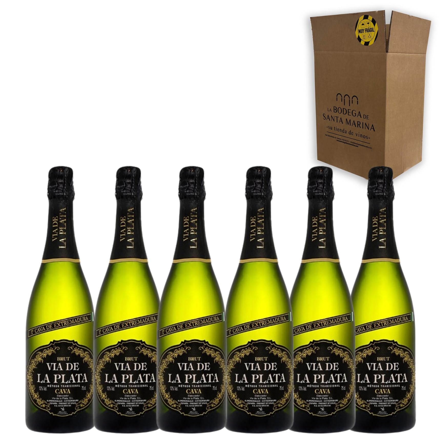 Cava Vía de la Plata Brut Coupage - Para Disfrutar en Celebraciones y con los Tuyos - Pack 6 Botellas 75cl