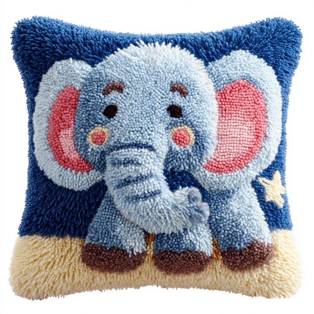 WallustrioaW Latch Hook Cushion Kits,Elephant