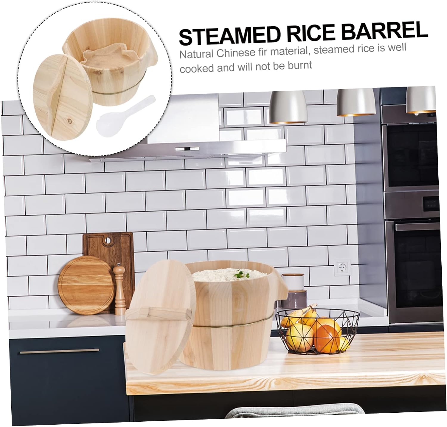 Natural Wood Steaming Rice Bucket Handmade Rice Steamer with Removable Bottom Traditional Design for Flavorful Cooking No Lacquer Fast Steam Escape