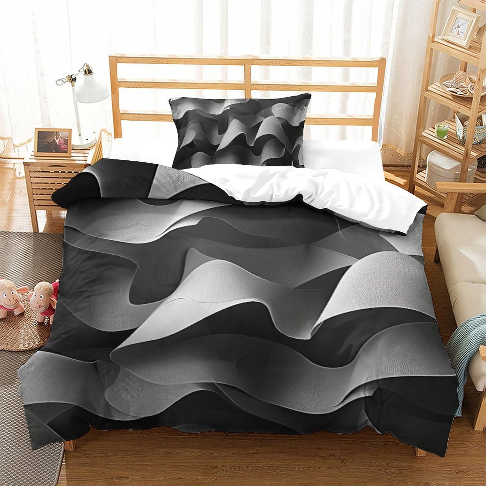 Parure de lit microfibre anti-plis et facile à laver pour lit simple