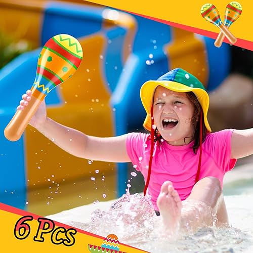 Miniatura 6 de Lenwen 6 globos inflables de maracas de 16 pulgadas y 24 pulgadas para decoración de fiesta mexicana, decoración inflable grande para interiores y