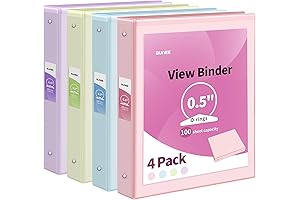 SUNEE Binders for School with Aesthetic Pastel Colors (4-Pack)