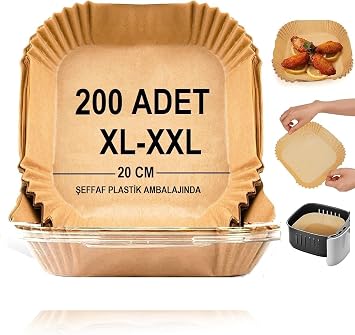 Airfryer Pi irme Ka d ,Xl-Xxl B y k Boy, Kare, 200 Adet Hava Frit z Par men F r n Ka d  Tek Kullan ml k Ka t F r n Frit z Pi irme K zartma Tavas  I in Uygun 20CM