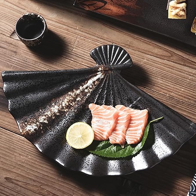 Plato de cerámica con forma de sector de 13 pulgadas blanco japonés miniatura 9
