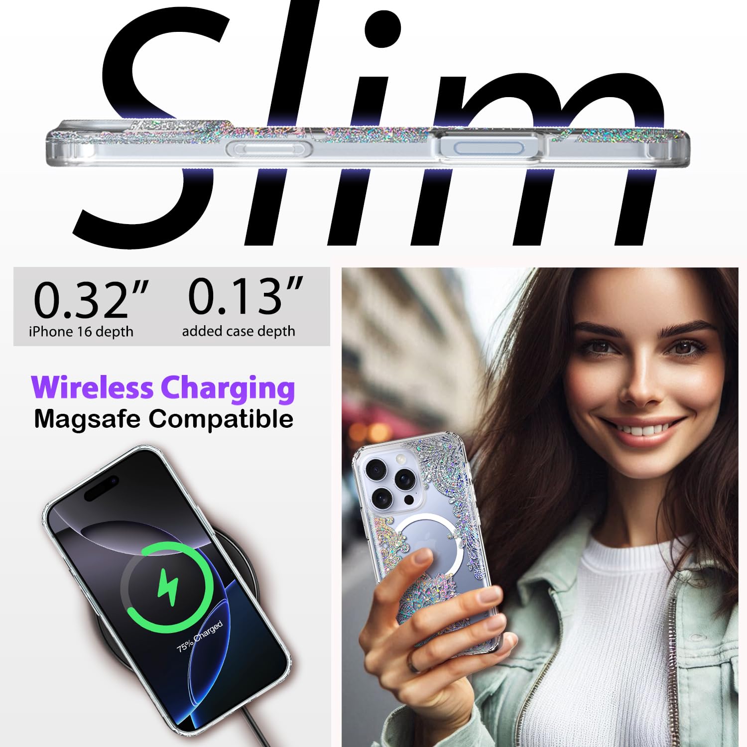 Coolwee Magnetic For IPhone 16 Pro Case Rose Gold, Compatible With MagSafe, For Men Cute Women Girls, 10FT Military Grade Protective Cover For IPhone 16 Pro Phone Clear Transparent Pineapple - View #3