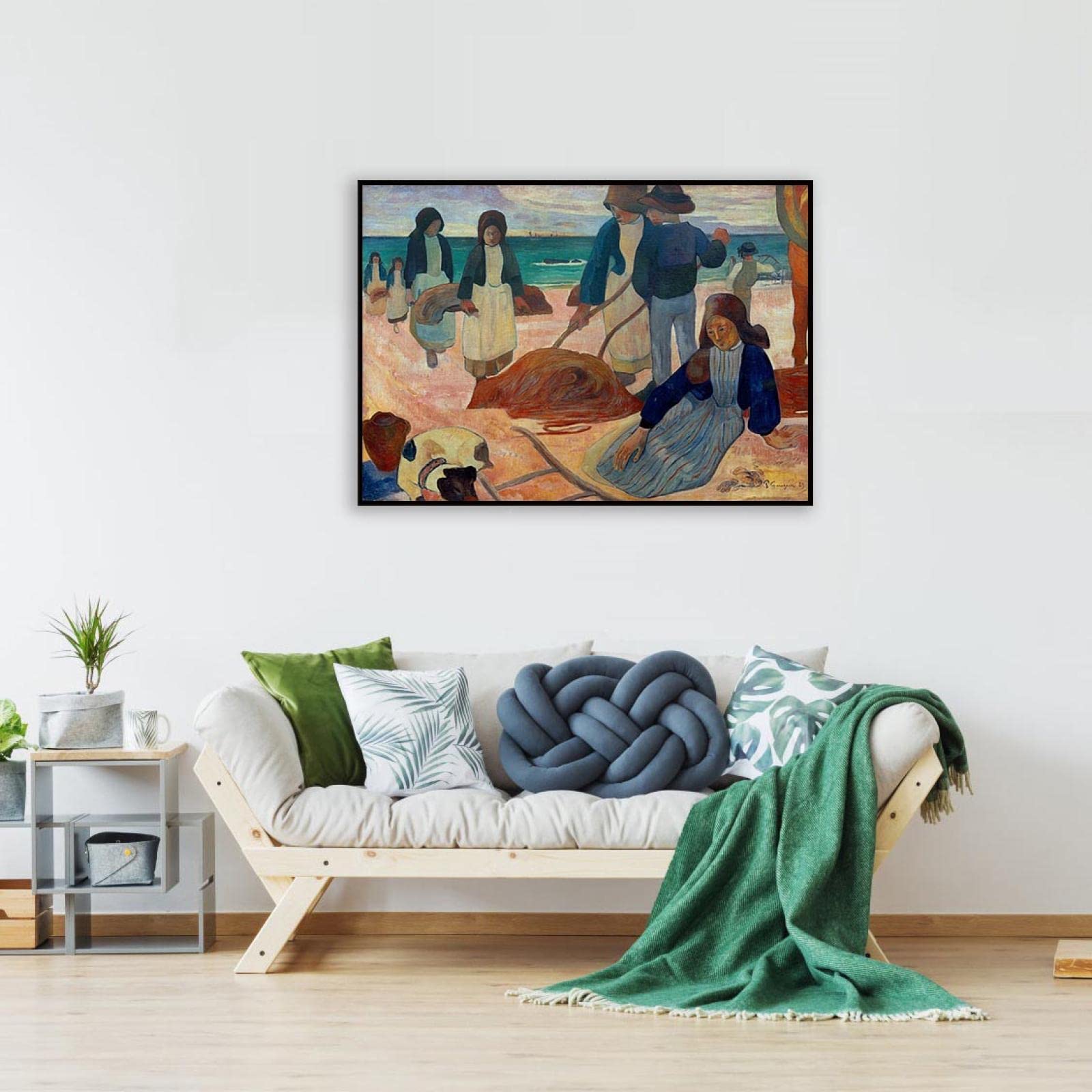 Schwarzer Rahmen-Leinwandbild-Paul Gauguin Poster und Kunstdruck-Berühmte Leinwand Gemälde Reproduktionen-'Kelp-Sammler II'Druck auf Leinwand-Landschaft Leinwand Wandkunst Bilder 40x55cm(16x22in)