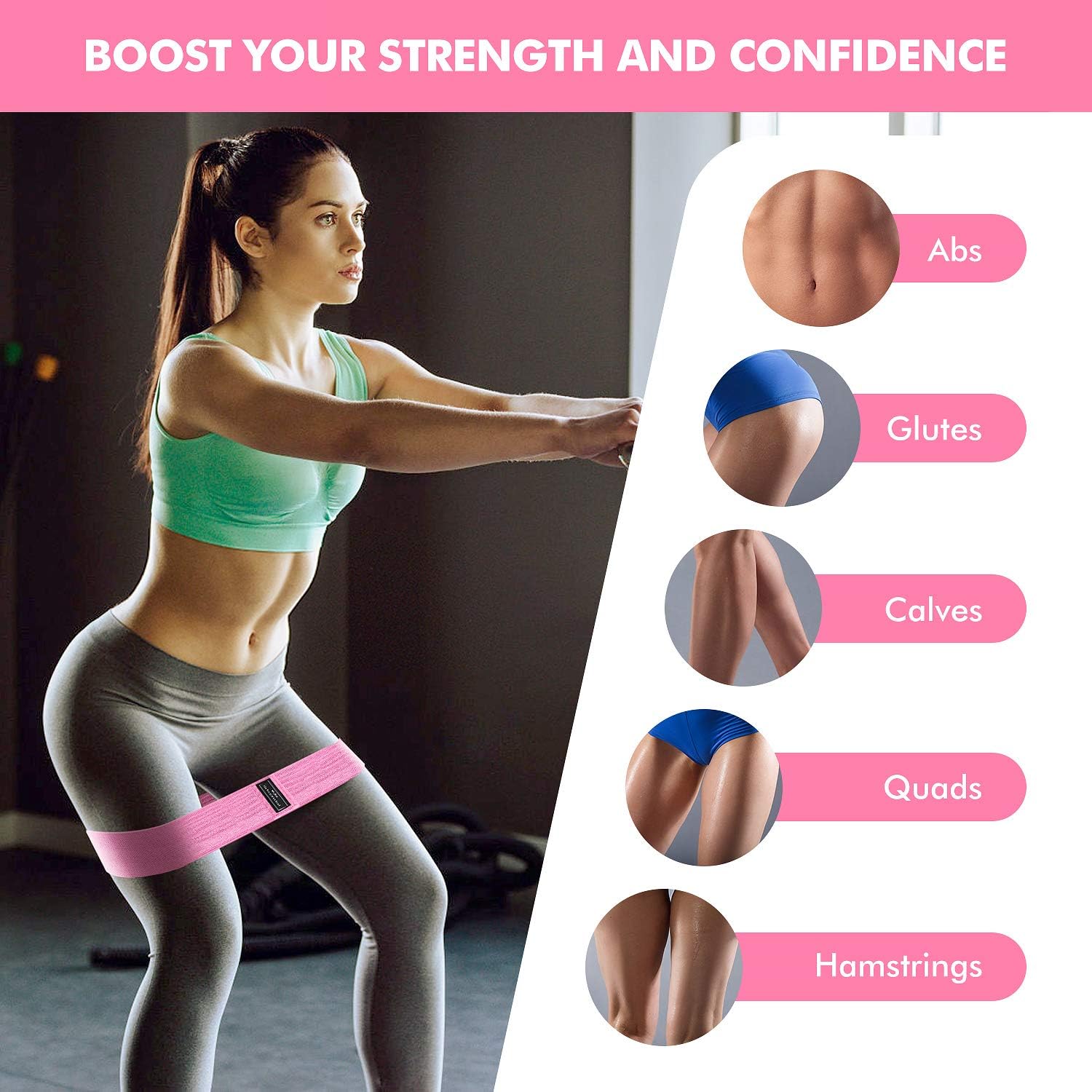 WayEee 3 in 1 Booty Resistance Bands Set for Women Butt and Legs, Exercise Bands for Working Out, Durable Fitness Loops Hip Thigh Glute Bands Non Slip Fabric, Elastic Strength Squat Band