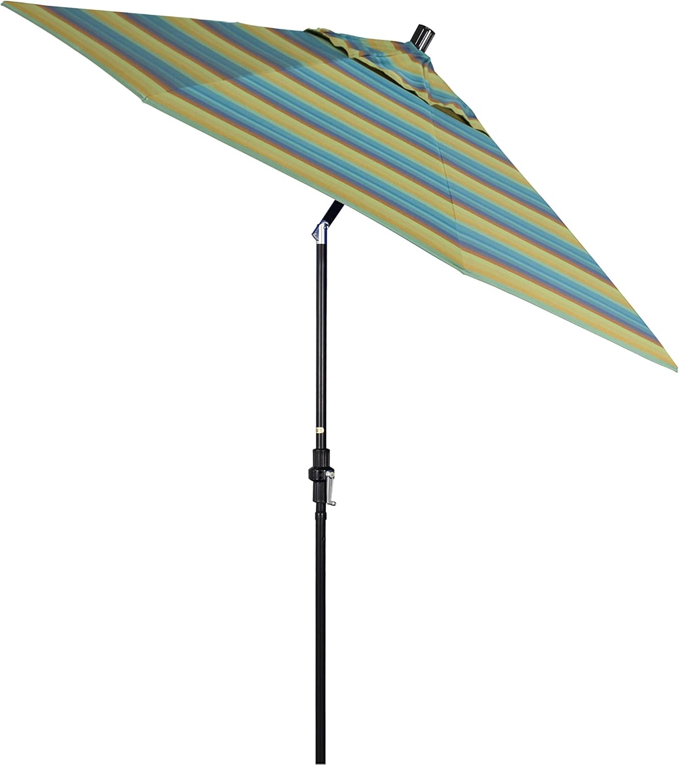 California Umbrella 9' Round Crank Lift, Collar Tilt, Aluminum Pole, Fiberglass Rib Patio Umbrella, Black Finish