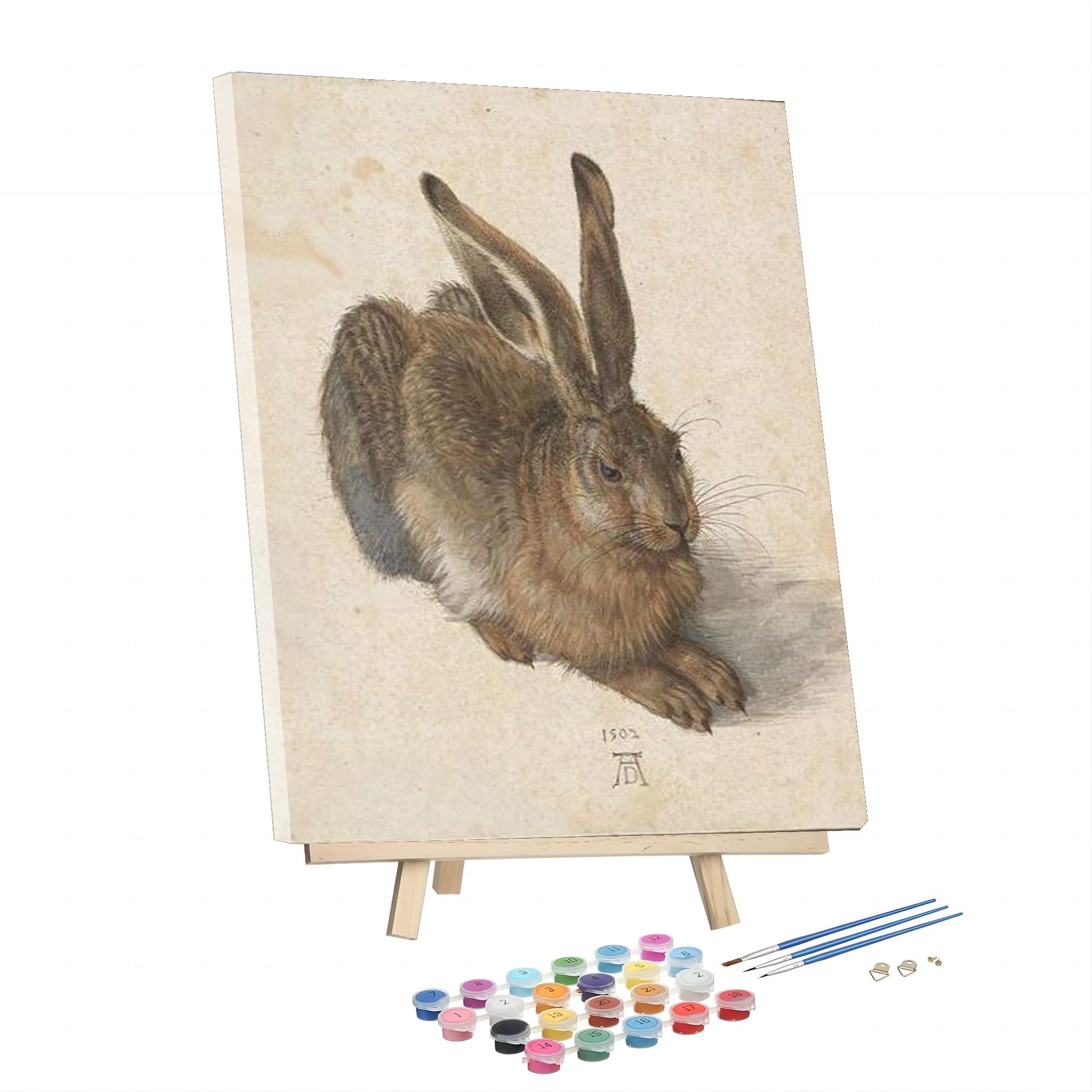 Paint by Numbers Kit for Adults - Albrecht Durer Hare Framed and Easel,Adults Paint by Number Kits for Beginners On Canvas,