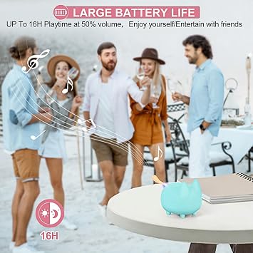 Small Bluetooth Speaker, Cute Cat Mini Wireless Speakers with Loud Stereo Sound, Built-in Mic, Super Bass, Dual Pairing,40H Playtime,Portable Speaker for Home, Xmas Gift (Green)