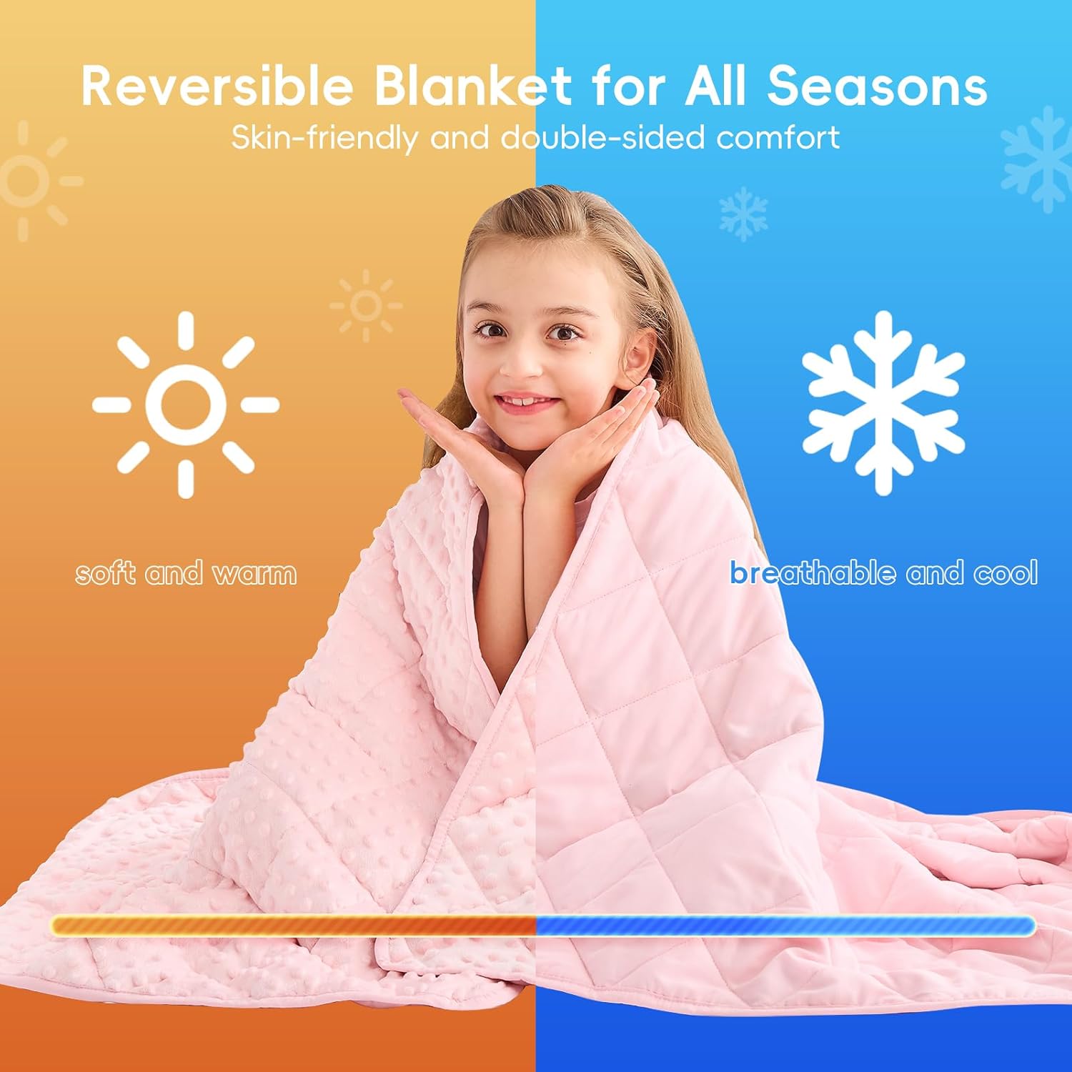 yescool Pink Weighted Blanket 3 lb Small Weighted Lap Blanket for Girls, Cooling Weighted Throw Blankets Minky Heavy Blankets, for 20-45lbs, 36 * 48in - Image 4