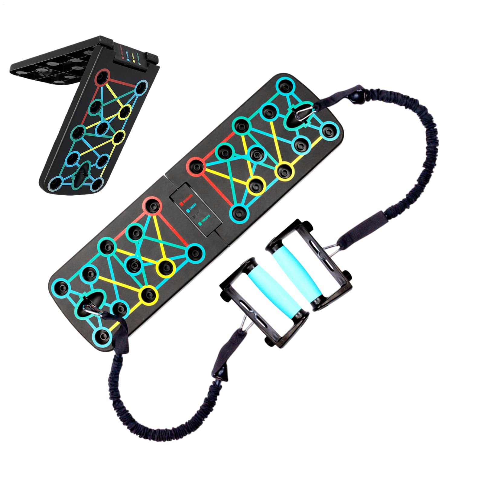 Planche push-up pliable avec code couleur pour cibler pectoraux et bras - 8