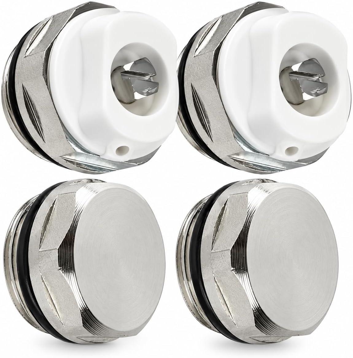 1/2 Inch Directional Radiator Air Vent Bleed Valve & Blanking Plug Pack of 2 โ Manual Radiator Bleed Valves with Plugs โ 1/2" BSP Radiator Vent Replacement
