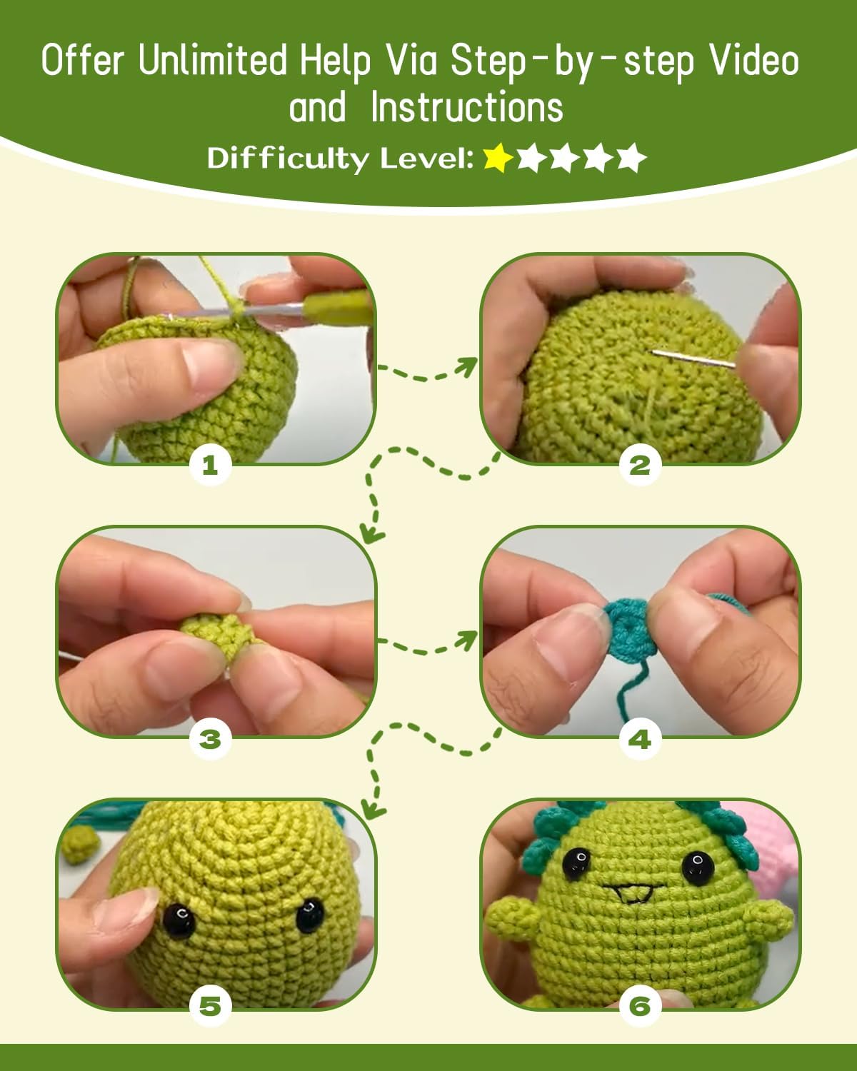 Fortilo Crochet Kit 5PCS Animals Axolotl with Keychains