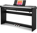 Donner DEP-10 Piano numérique 88 Key semi-weighted, Piano électrique de pleine taille Portable clavier pour les débutants avec support de meubles, triple pédales, alimentation