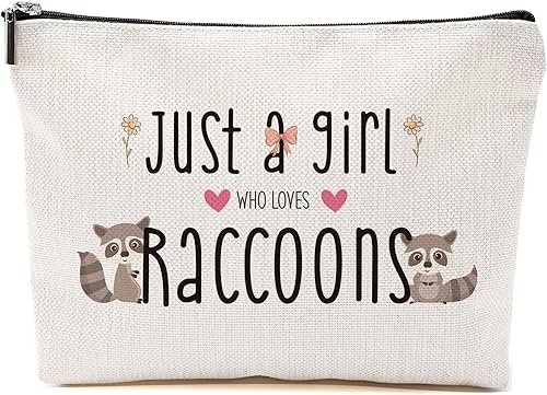 Bolsa de maquillaje de mapache, regalos para mujeres, amantes del mapache, cosas lindas del mapache, mercancía para amantes de los animales,