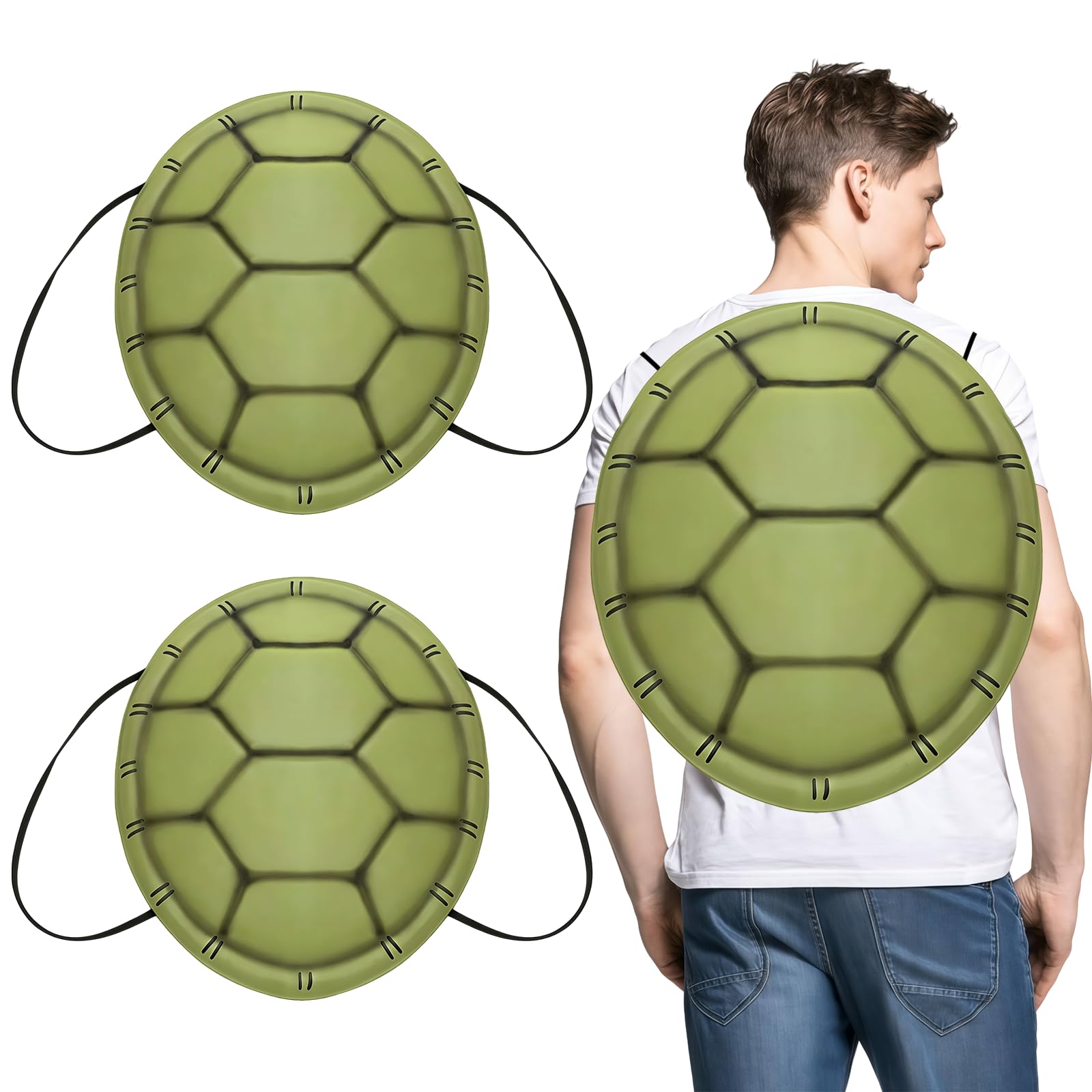 Miaija 2Pcs Turtle Shell Costume Accessory, Soft Simulation Tortoise Shell Backpack, Halloween Cosplay Party Dress Up Props