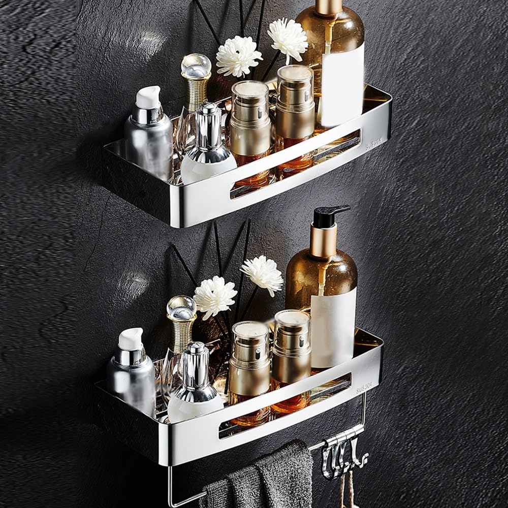 Shower Caddy Shelf Wall Mounted Shower Organizer 304 Stainless Steel Bathroom Storage Rack Durable Shower Shelf for Home