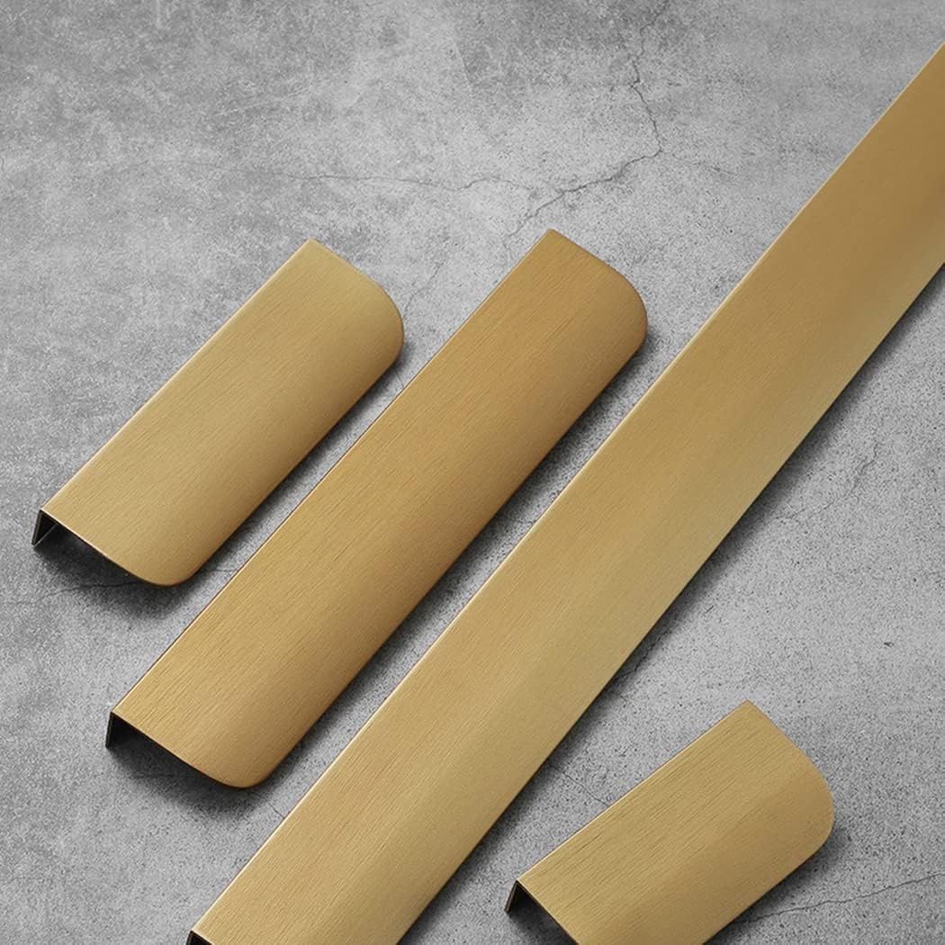 Concealed Drawer Handles， Cabinet Handle Finger Edge Pull Furniture Knobs Drawer Handles Bronze Gold 2 Pieces