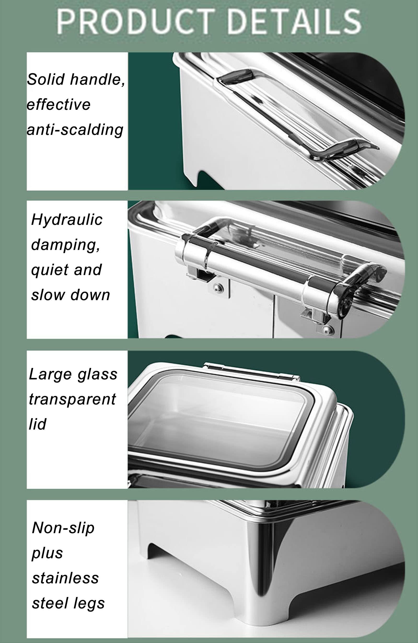 Chauffe-Plat Buffet Électrique 9L Inox YUCHENGTECH - 2 Bacs 4.5L Réglage Température 35-90°C Couvercle Transparent