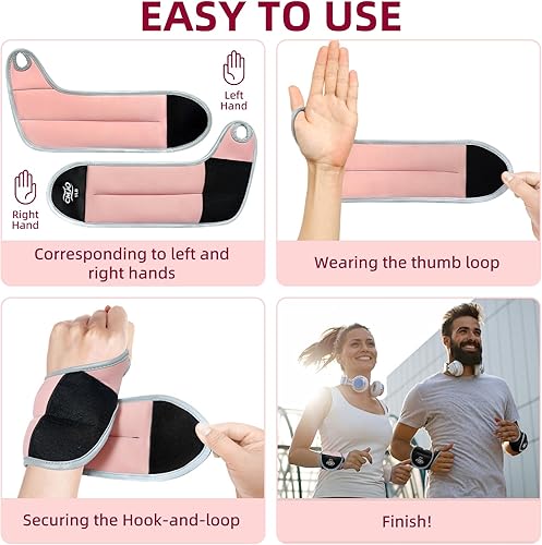 Miniatura 4 de Pesas de muñeca, bandas de brazo pesadas con presillas para el pulgar, pesas de brazo de entrenamiento de fuerza de 124 libras para caminar