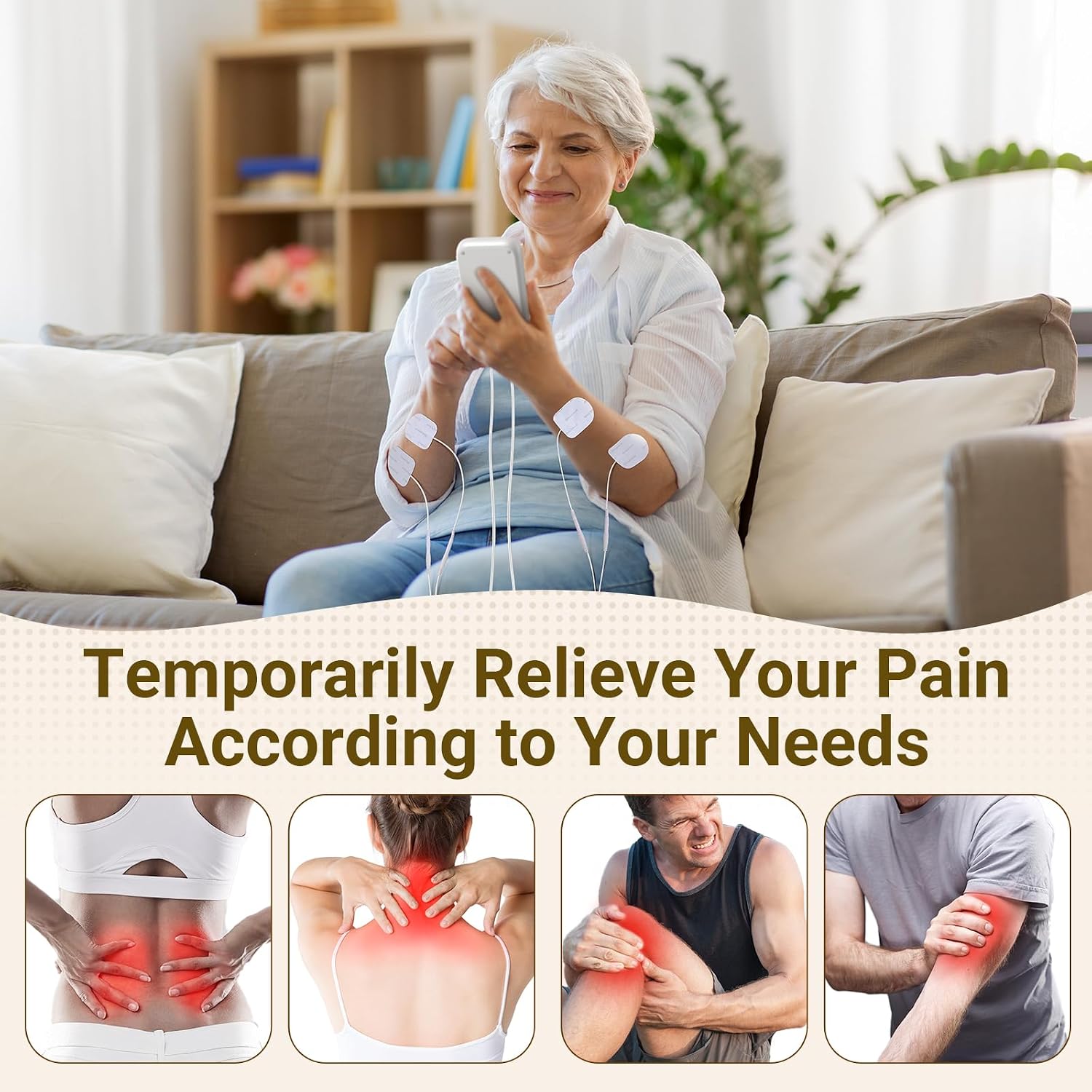 Comfytemp TENS Unit with Specialized Pads for Lower Back & Neck Shoulder Pain Relief, Easy-to-Use TENS Unit Muscle Stimulator with Large Display, Portable Dual Channel TENS Machine with Carrying Case thumbnail