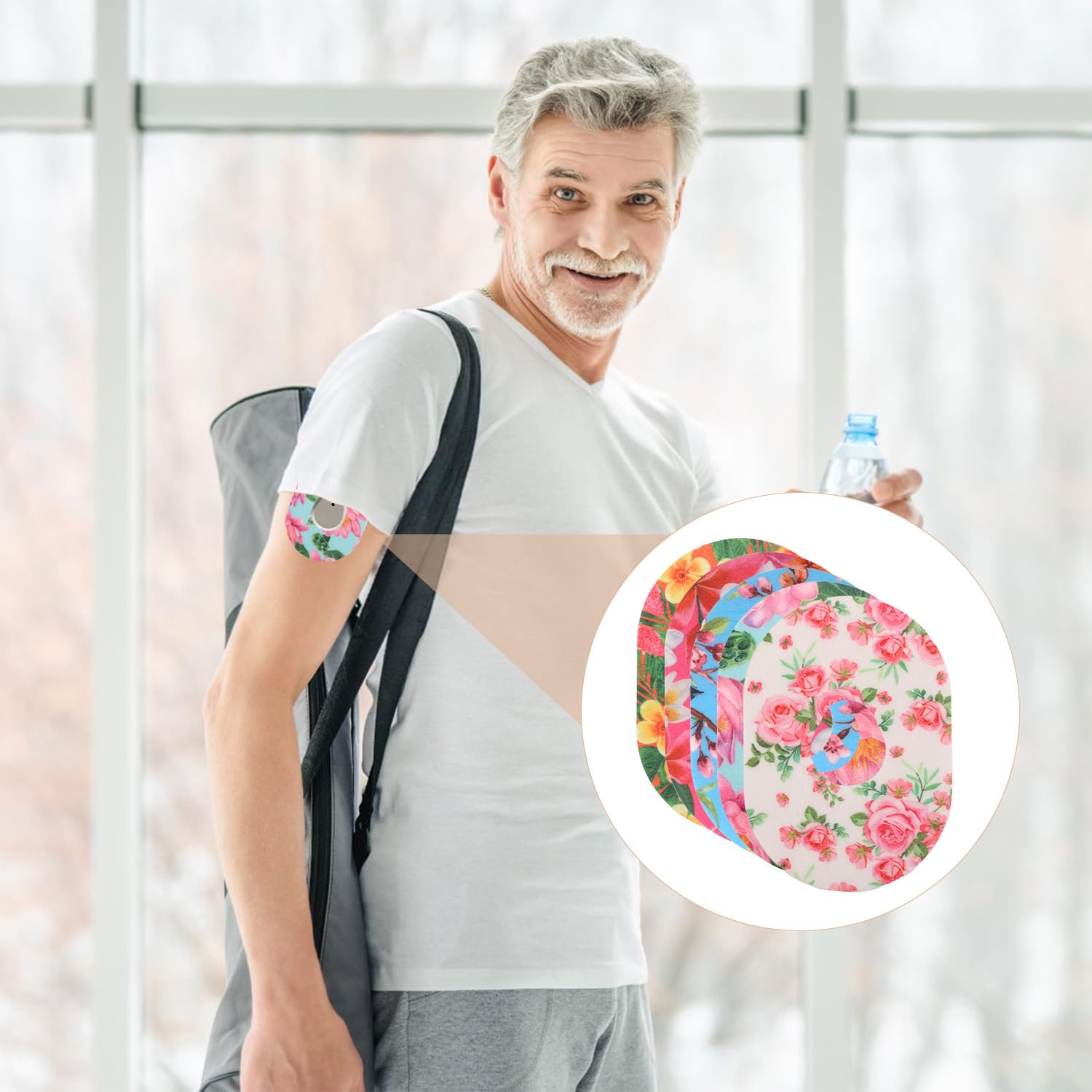 25szt Plastrów Samoprzylepnych do Dexcom G7, 5 Stylów Kwiecisty Non-Woven Fabrics Zestaw Plastrów Monitorowania Poziomu Glukozy Oddychajace Naklejki Czujnik Glukozy Kompatybilne z Dexcom G7