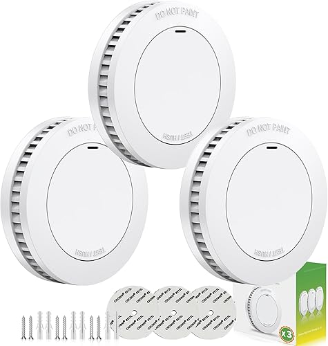 Alarma de incendios Detector de incendios de batería de 10 años de 3.5 pulgadas, diseño mini elegante con botón de pruebasilencioso, alarma de humo