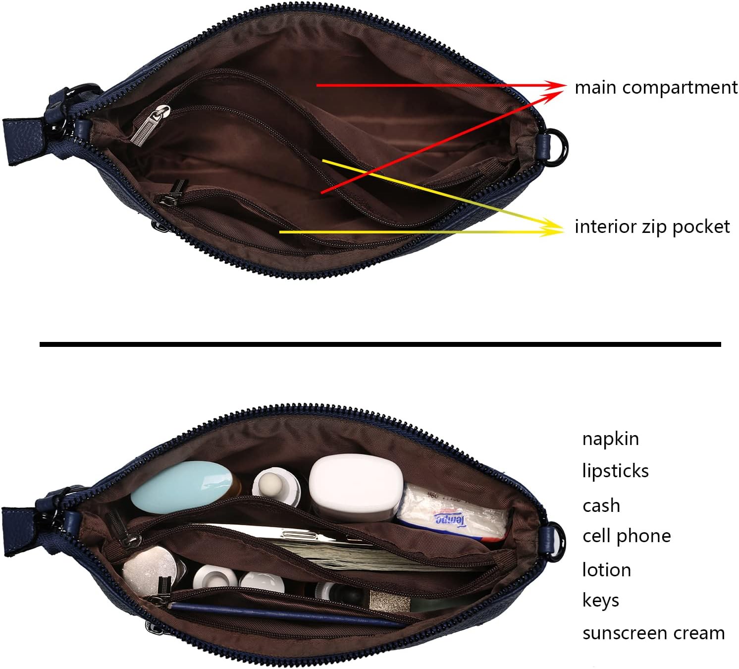 YALUXE Women's Genuine Leather Wristlet Handbags Clutch Wallet Purses Envelope Style Crossbody Bags - Image 4