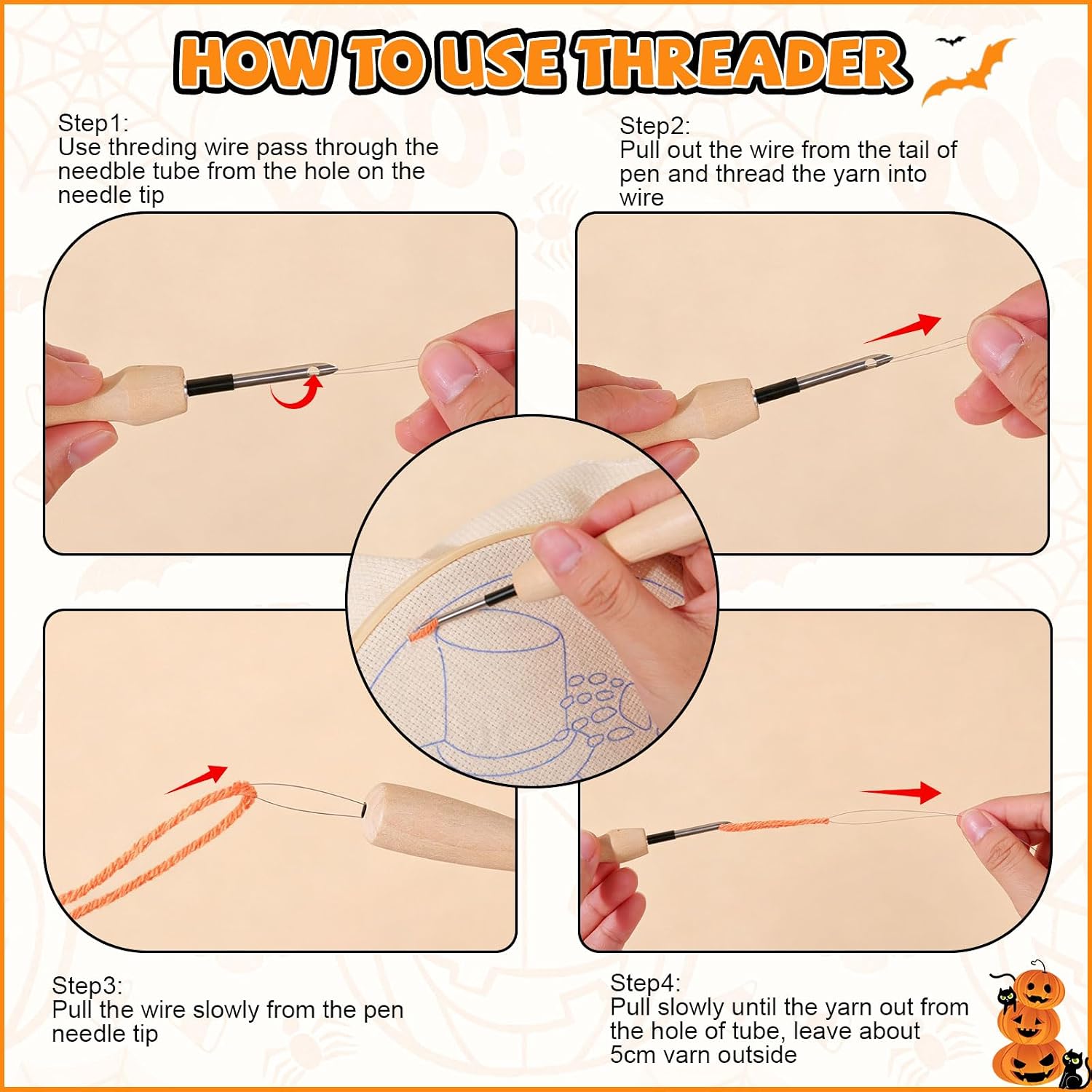Halloween Punch Needle Kit Beginners Skeleton Stitching Kit for Craft Lover