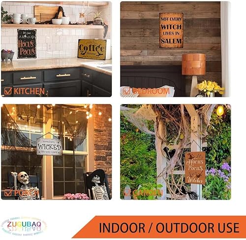 Miniatura 4 de Decoraciones de Halloween, con texto en inglés "Not Every Witch Lives In Salem", divertido letrero de metal para decoración de Halloween para el