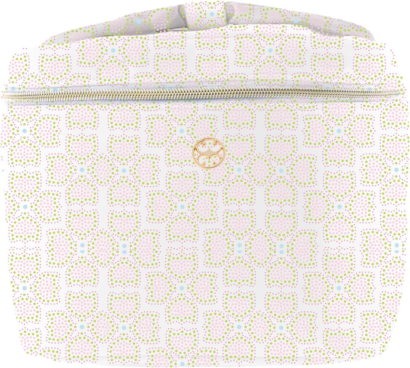 Mary Square Fresh Start Ultraglam 11 x 7.5 Inch Blush Pink Nylon and Polyester Make Up Cosmetic Bag with Gold Tone Accents