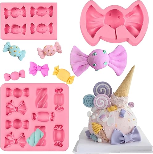 Moldes de paletas de caramelo, 3 piezas, moldes de silicona para decoración de pasteles en forma de caramelo, para bricolaje, mousse de chocolate,