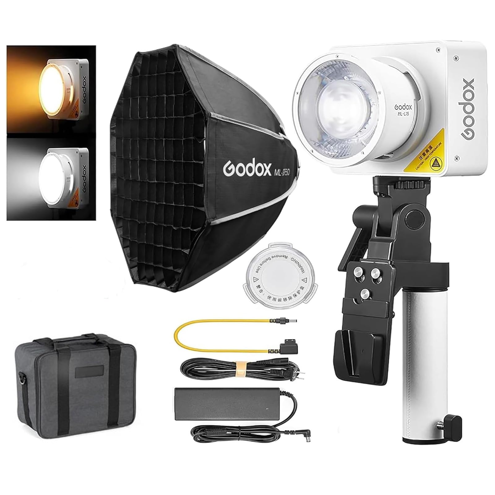 Godox ML100Bi 120W Portable LED Video Light W/Godox Octagonal Softbox ML-SF50,AK-B02 V-Mount Handheld Battery kit,2800K-6500K Bi-Color Photography Light CRI 97+/TLCI98+,APP Control/USB-C Charging